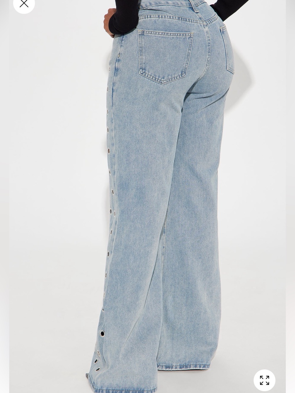 Fashion Nova Light Blue Wide-Leg Grommet Jeans - Picture 3 of 3